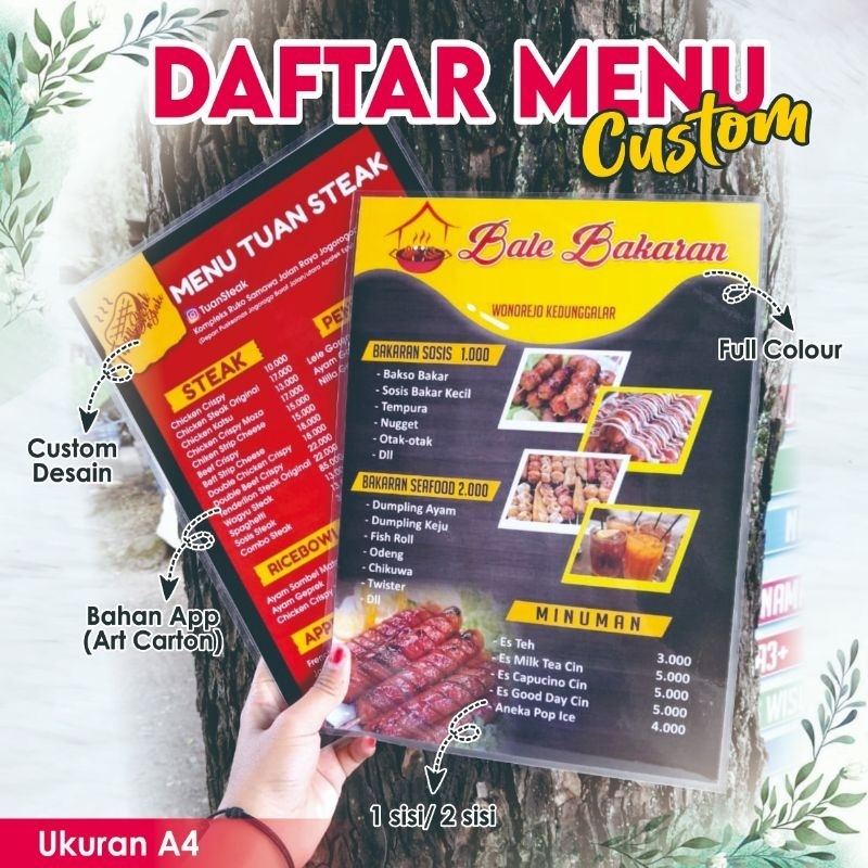 

CETAK DAFTAR MENU MAKANAN DAN MINUMAN | DAFTAR MENU CUSTOM | MENU