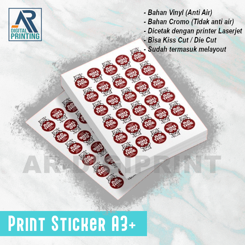 

CETAK STIKER Vinyl A3+ LAMINASI GLOSSY / DOFF - NO CUTTING / TANPA DIPOTONG - DESAIN SUKA-SUKA