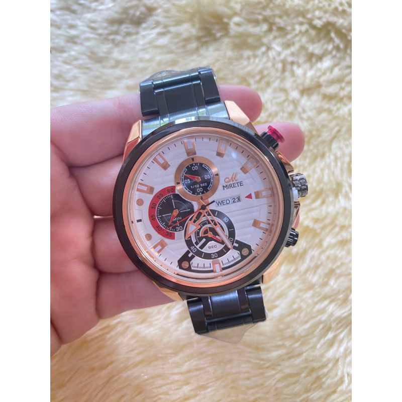 [ BISA COD ] Jam Tangan Mirete Sport Pria Stainlees Chrono Variasi
