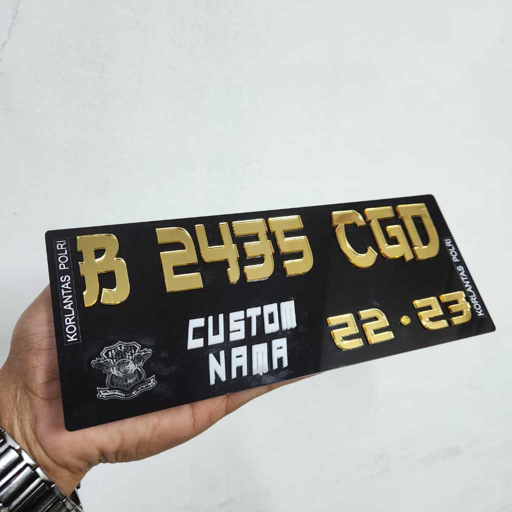 angka motor akrilik mirror custom huruf timbul