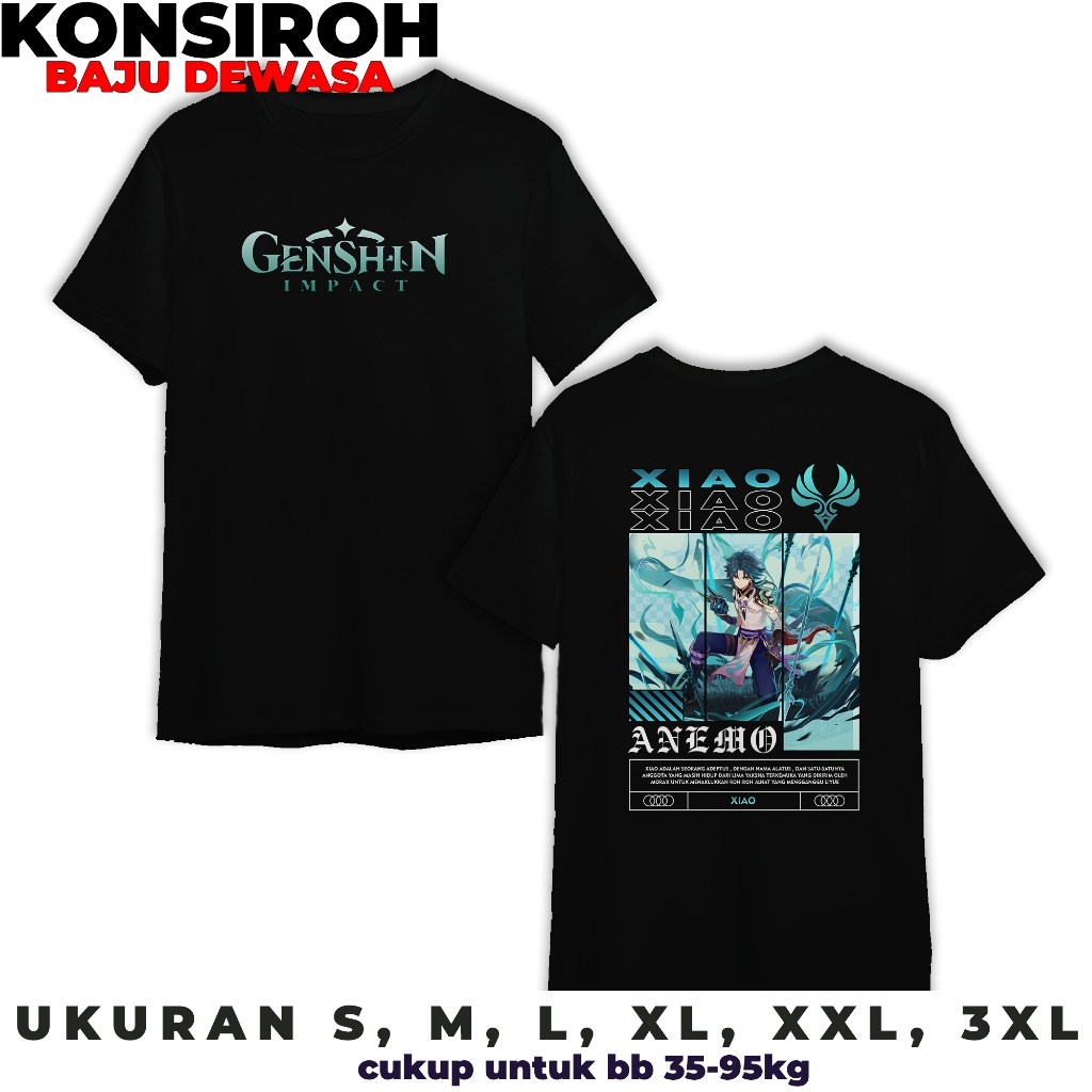 KAOS DEWASA GENSHIN IMPACT XIAO ANEMO KAOS DEWASA UNTUK PRIA DAN WANITA BAJU GENSHIN IMPACT