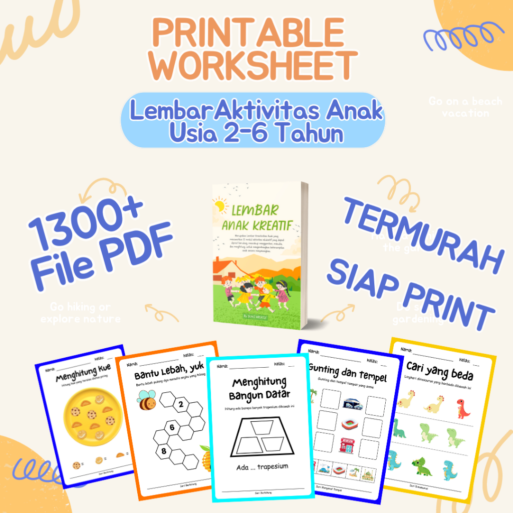 PRINTABLE WORKSHEET ANAK (File PDF) LEMBAR AKTIVITAS ANAK USIA 2 - 6 TAHUN