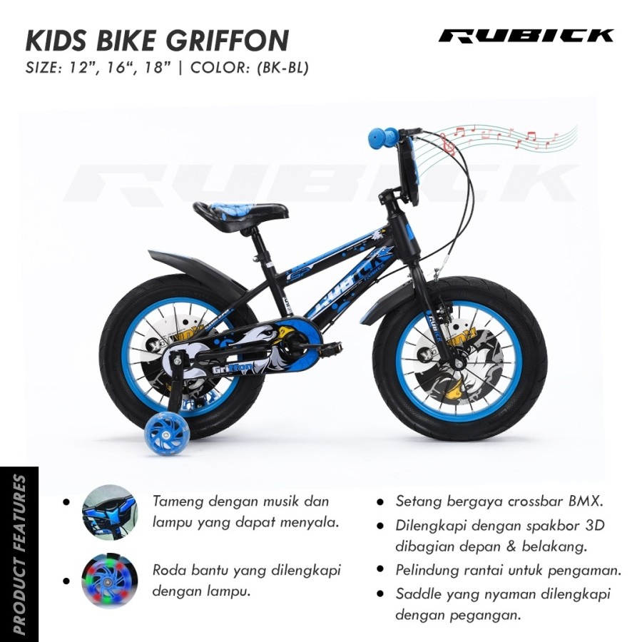 Sepeda bmx anak 12 16 18 inch rubick ban jumbo besar usia 3-8 tahun ada musik dan lampu SNI NEW