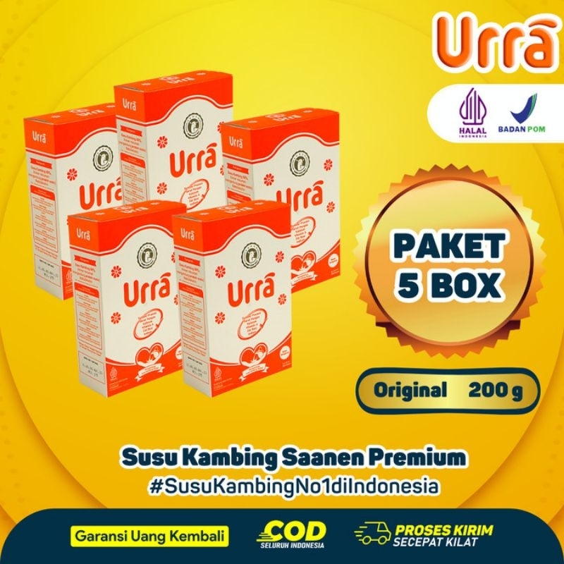 

[ PAKET 5 BOX ] SUSU URRA - Susu Kambing Saanen Bubuk Premium - Anti Prengus Sumber