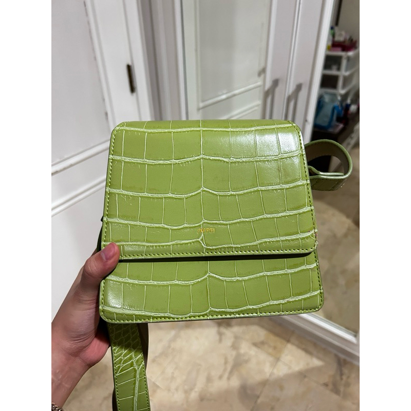 WITH TAG JW Pei The Fae Top Handle Bag | Sage Green Croc