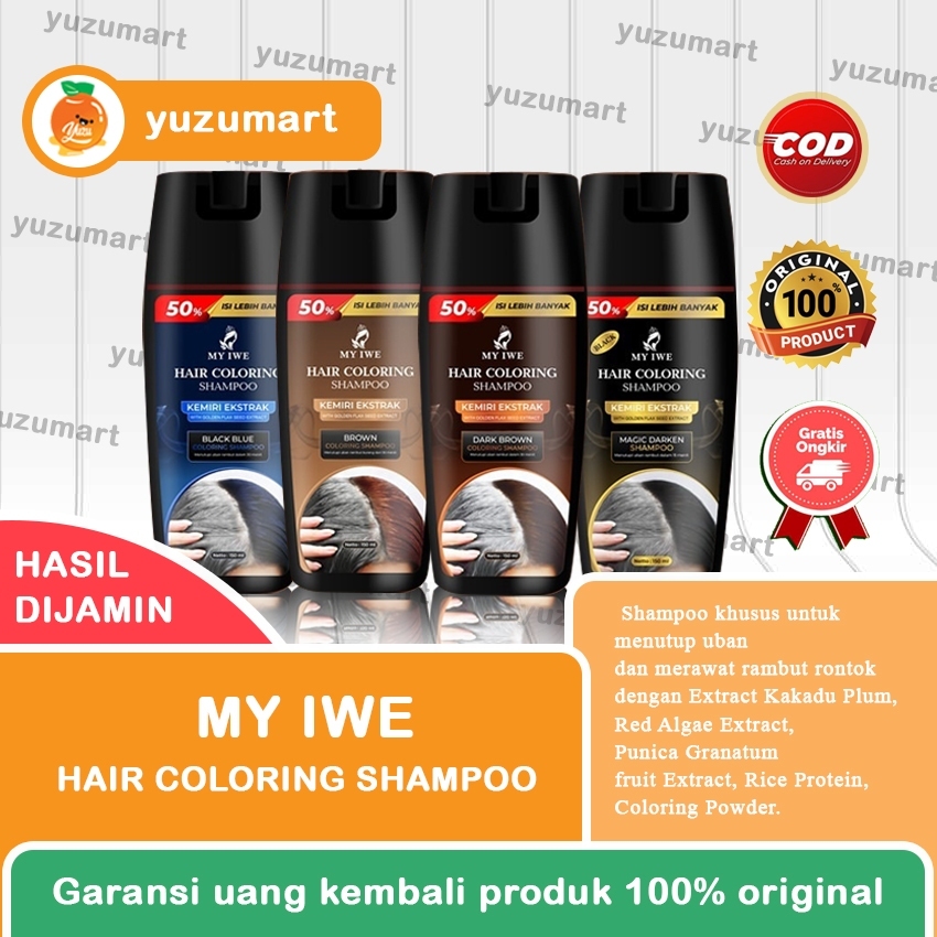 MYIWE Hair Coloring Shampoo Semir Rambut Uban Warna Coklat Gelap Dark Brown