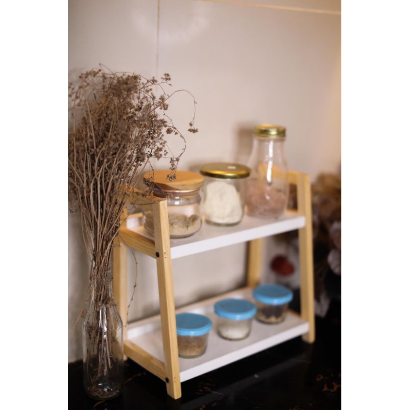 Rak bumbu dapur Rak kosmetik multifungsi design minimalis Rak bumbu 2 susun Rak 2 susun mix melamin 