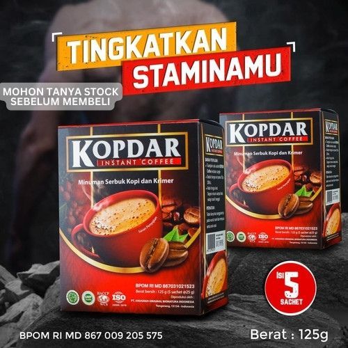 

KOPDAR INSTANT COFFE MINUMAN SERBUK KOPI DAN KRIMER 125 gr@5 sachet