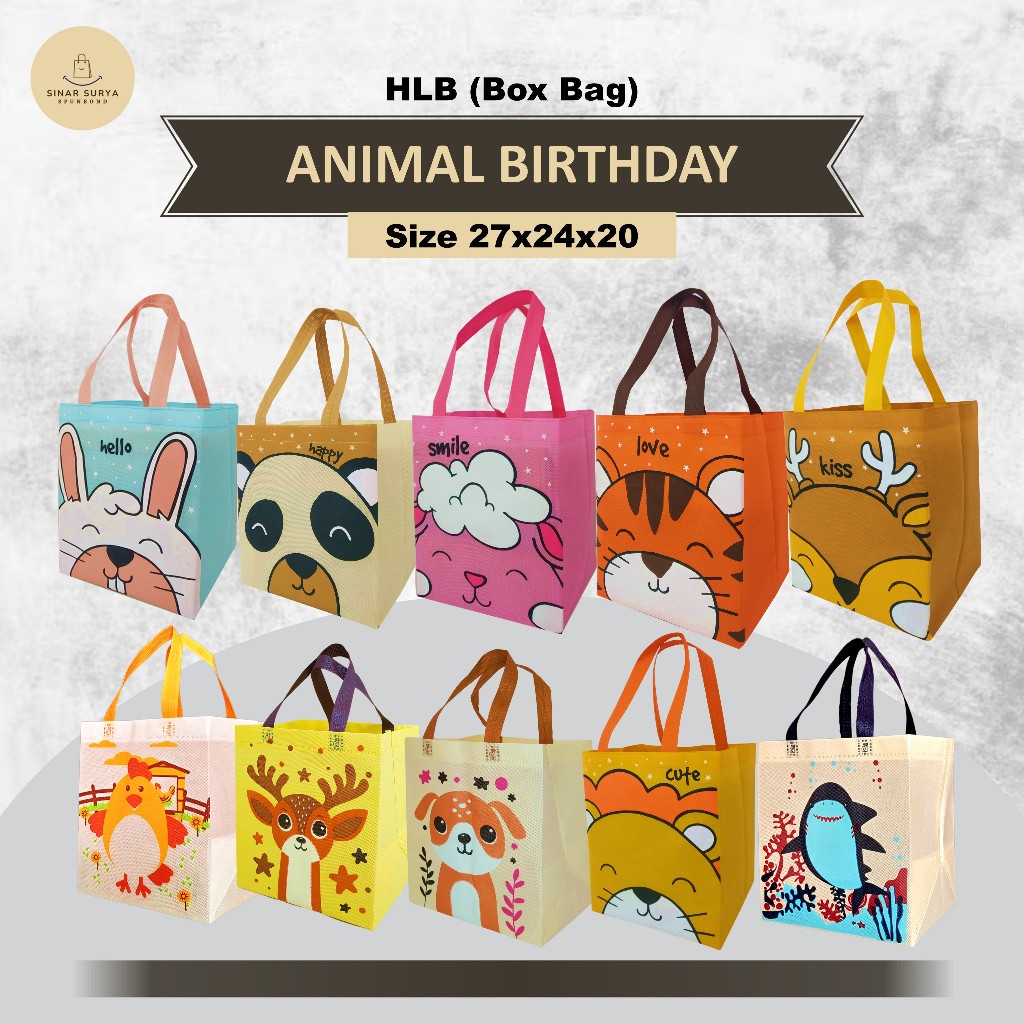 

[BISA CUSTOM] Tas Kotak Nasi Motif Animal | Tas Ulang Tahun Kotak Nasi | Birthday Bag Kotak Nasi Uk. 27x24x20