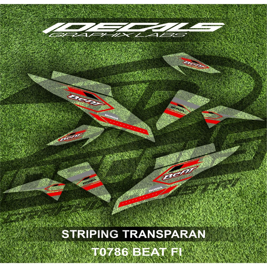 

t00786 sticker striping transparan motor beat fi tema simple racing kekinain bebas custom desain
