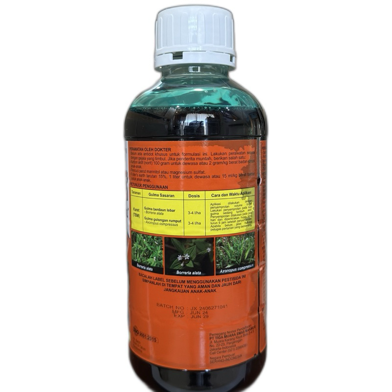 Herbisida Kontak Jossxone 135 Sl 1 Liter/Racun Gulma Berdaun Lebar Dan Rumput Tanaman Karet 1L Tbk