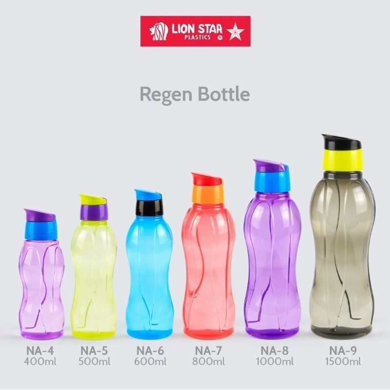 Botol LION STAR REGEN BOTTLE 400,500,600,800,1000,1500ML BOTOL MINUM PLASTIK MODEL TUPPERWARE BPA FR