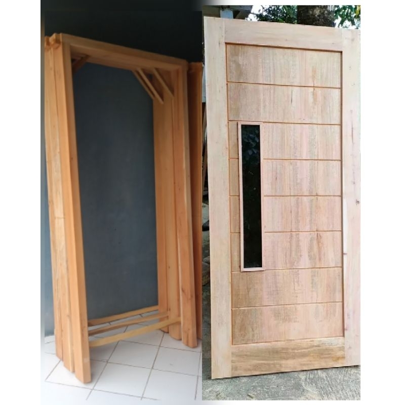 kusen+pintu kaca kayu mahoni