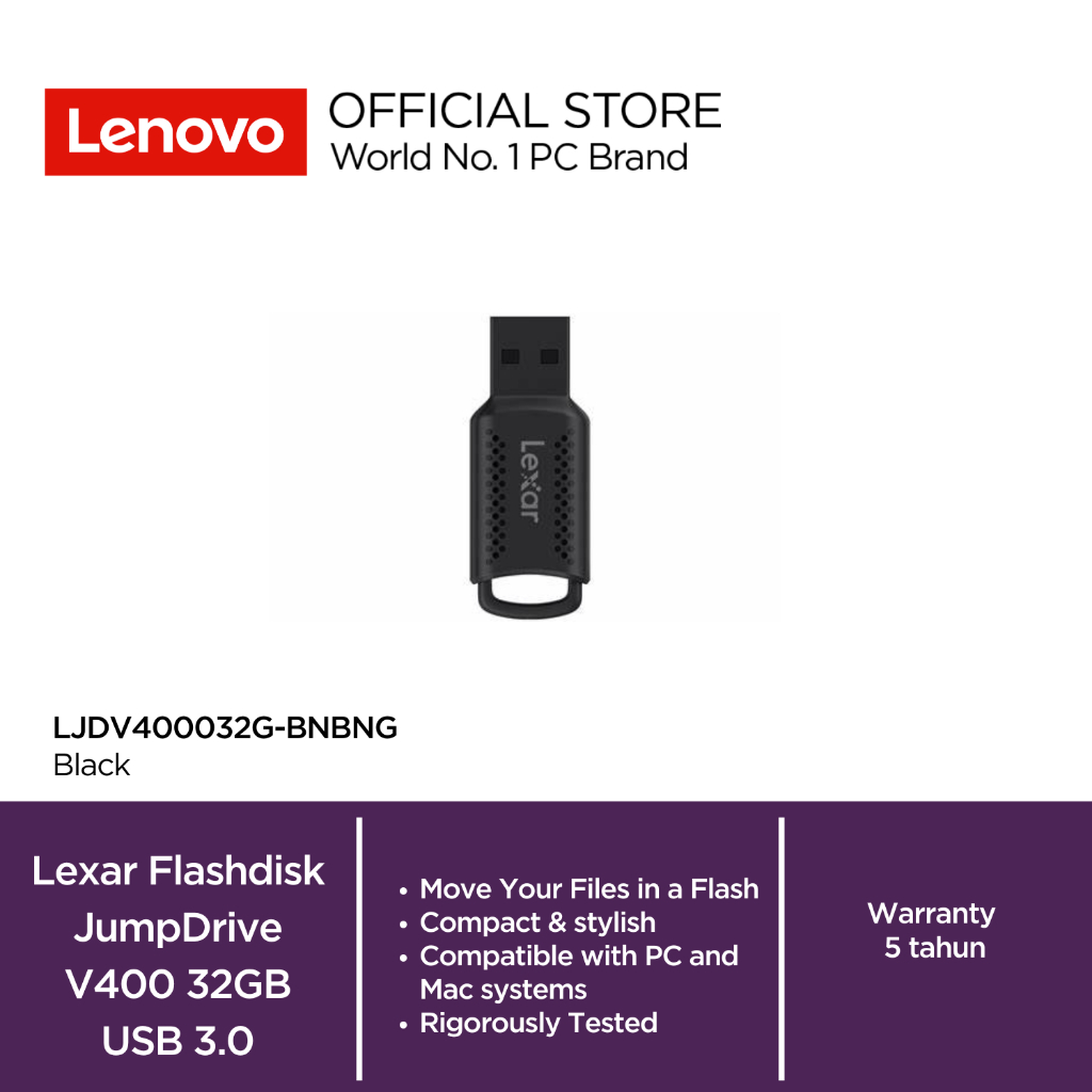 Lexar Flashdisk JumpDrive V400 32GB USB 3.0 LJD400032G-BNBNG Black