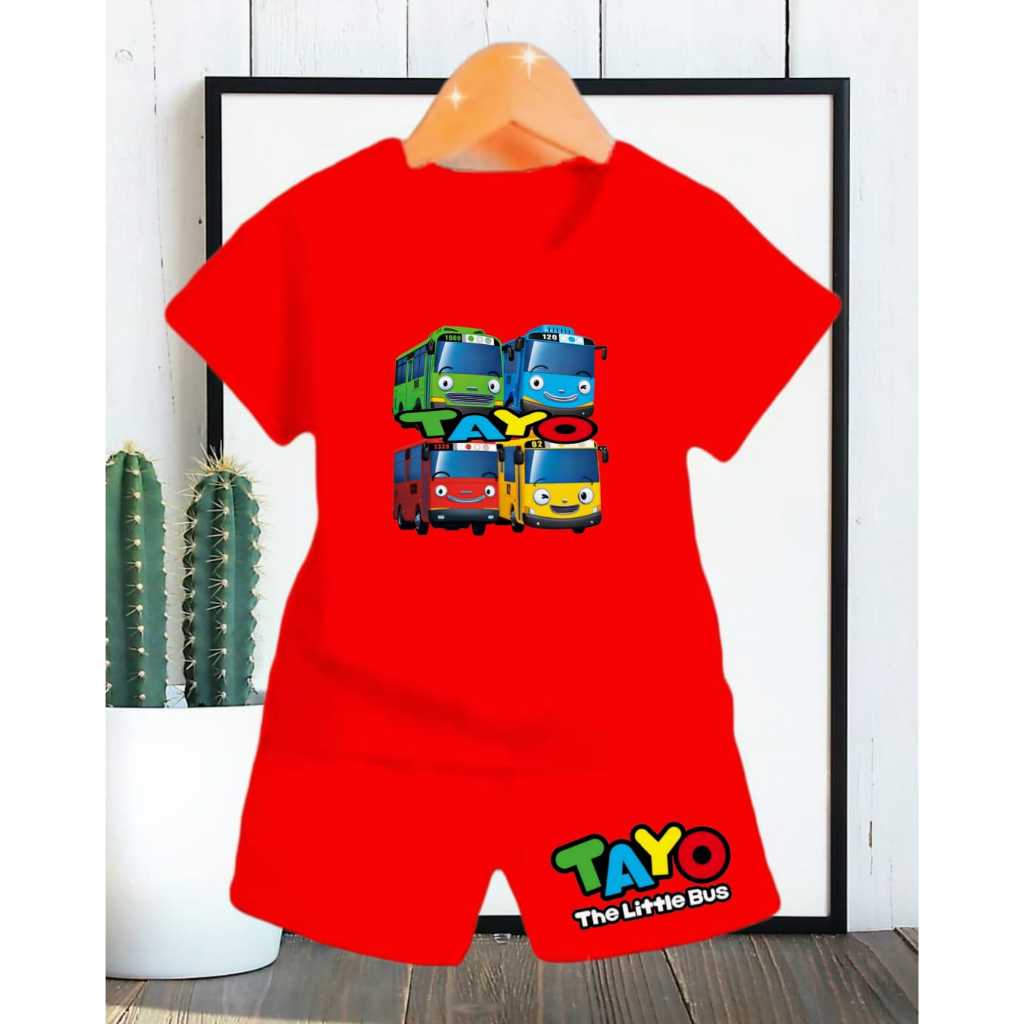 setelan anak 0-7 tahun unisex cowok cewek tayo lucu murah