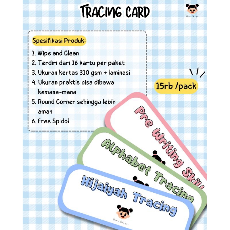 tracing card | belajar menulis | hijaiyah | alphabet | montessori