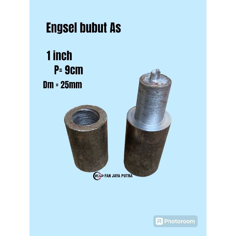 ENGSEL BUBUT AS 1 INCH PANJANG 9CM | ENGSEL BUBUT PINTU PAGAR BESI