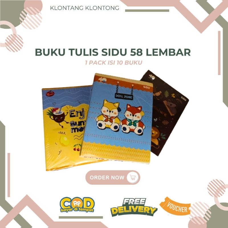 

[ 1 Pack isi 10 pcs]Buku Tulis SiDu 58 Lembar