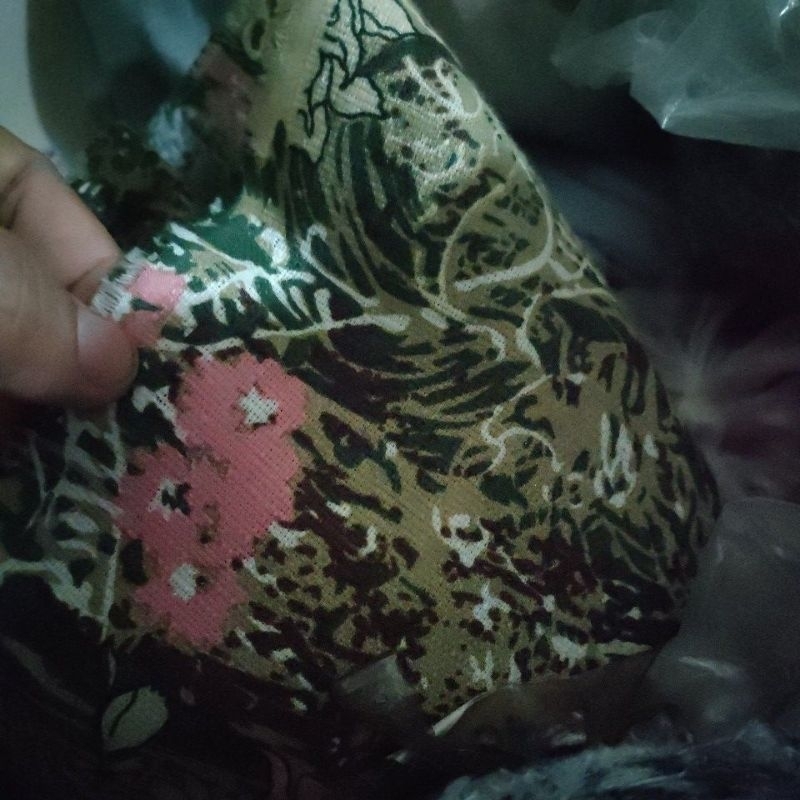 KAIN KILOAN KATUN RAMI MOTIF BUNGA HIJAU UTUH