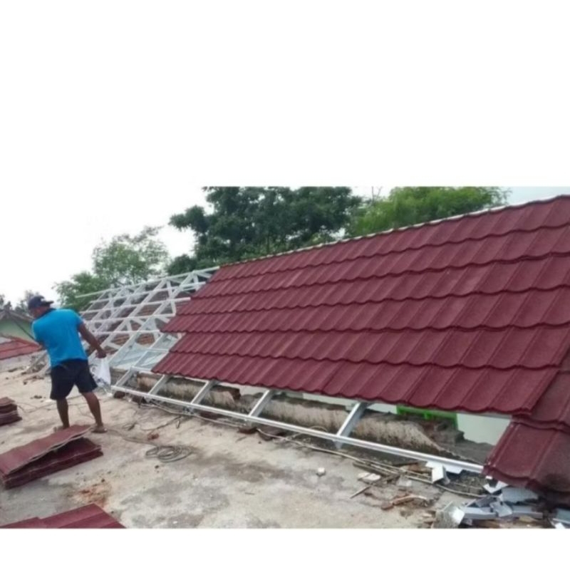 1,paket,renopasi bokar pasang atap rumah kayu Gati baja ringan+atap geteng metal