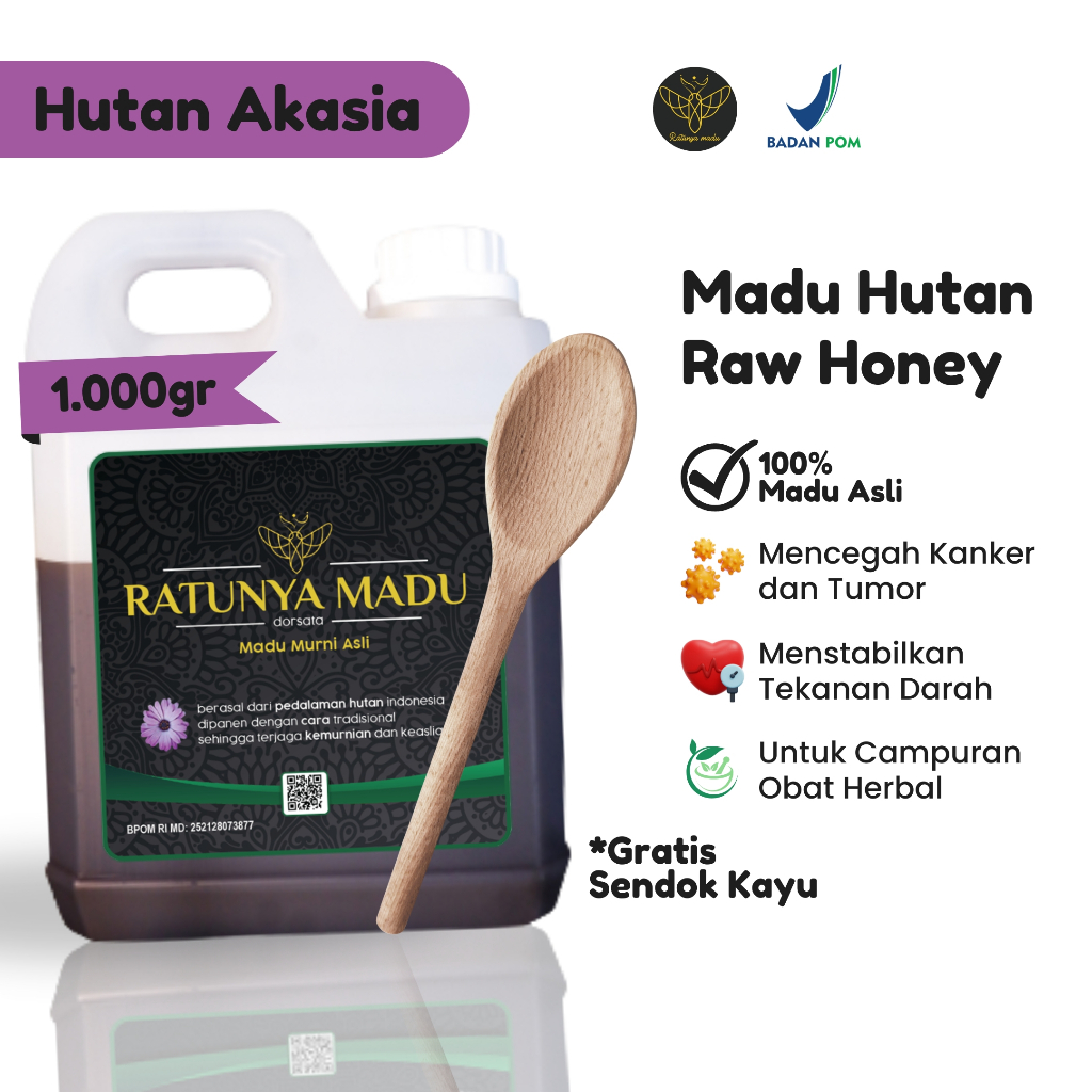 

Ratunya Madu - Madu Sialang Akasia Murni Asli 1KG - Natural Pure Raw Honey