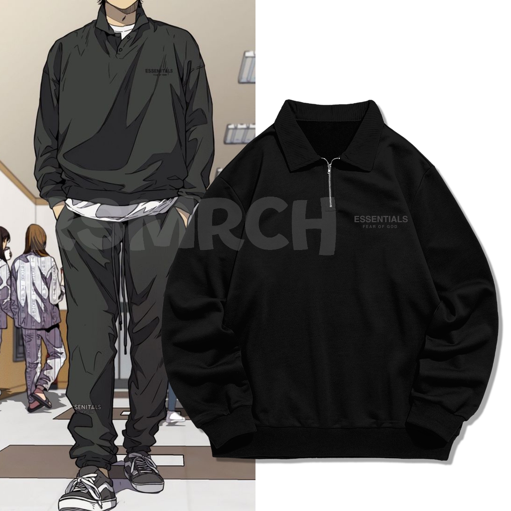 Jaket Half Zipper Halfzip Jayjo Essentials Fear Of God Wind Breaker Komik Korea