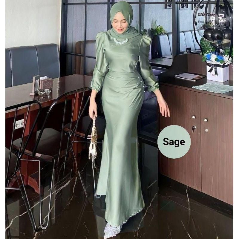 Elora Dress Satin Silk Premium Dress Kondangan Wisuda Couple Muslimah Dres