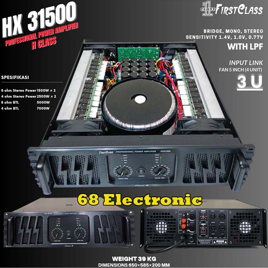 Firstclass Power Amplifier HX31500 HX 31500 HX-31500 hx31500 Tebal 3U 5000 Watt 8ohm