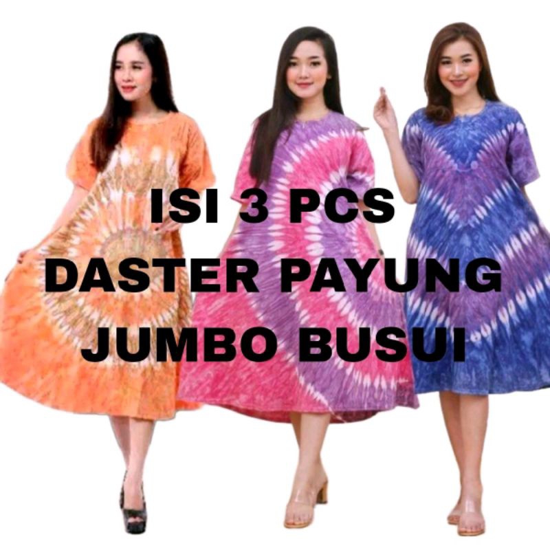 PAKET 3 PCS DASTER PAYUNG KAOS JUMBO BUMIL BUSUI LD 120 PB 110 MAX BB 90