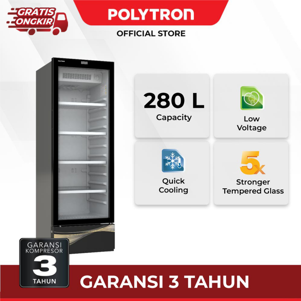 SHOWCASE POLYTRON 4 RAK TANPA SALJU 280 LITER SCN-238X || SCN238X || SCN 238 X SCN 238X