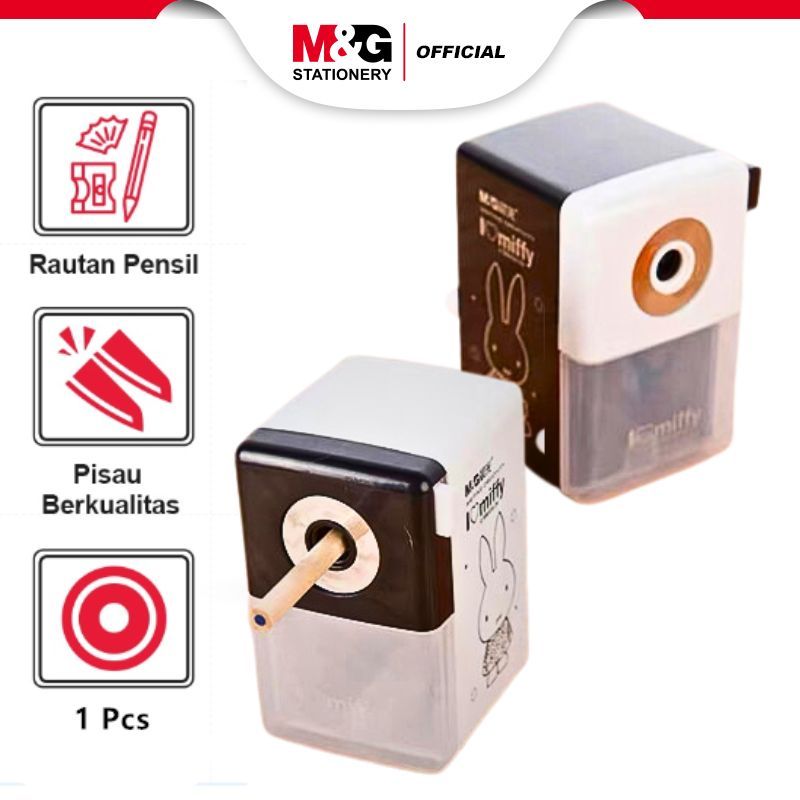 

M&G Rautan Putar Pensil Semi-Auto Pencil Sharpener Tajam Praktis Mudah Digunakan Anti Macet Bisa Semua Jenis Pensil Serutan 2 Warna Hitam Putih