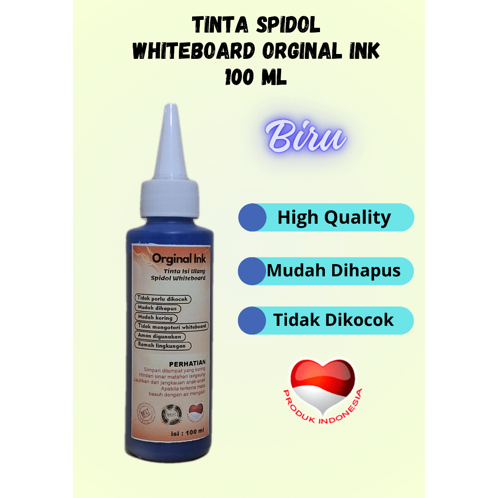 

Tinta Spidol Whiteboard Orginal Ink Tinta Isi Ulang Spidol Orginal Ink BIRU 100 ml