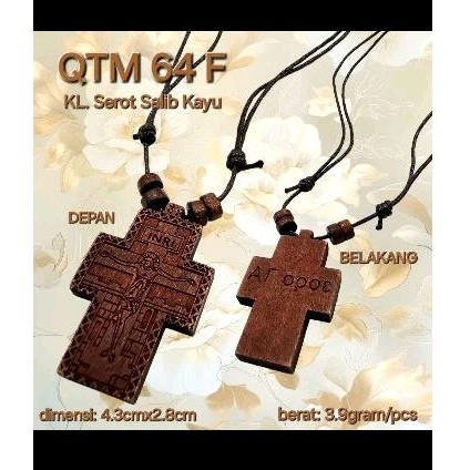 Kalung salib kayu tarik ulur