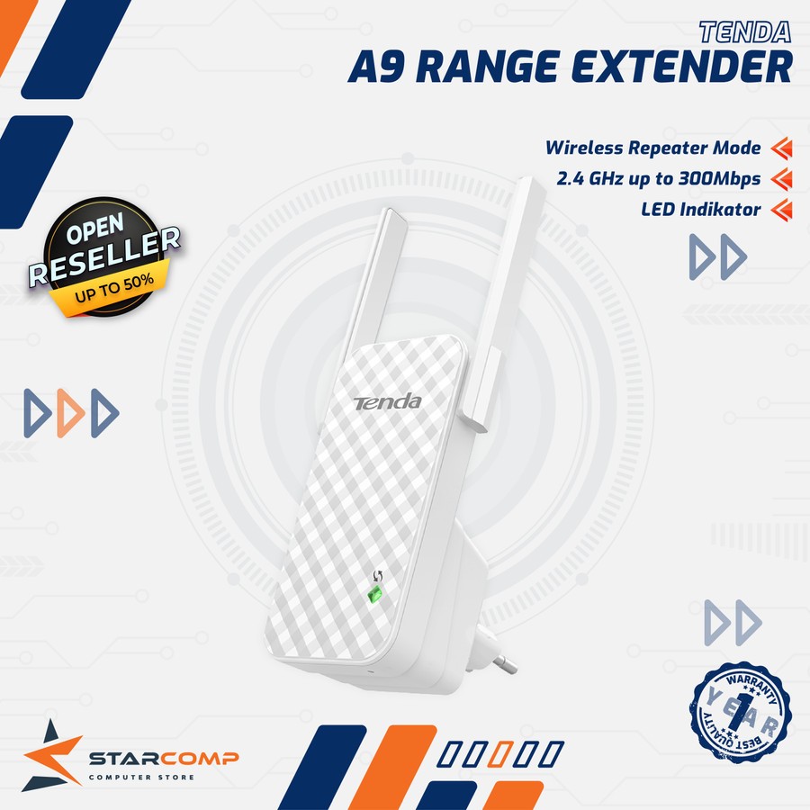 Wifi Extender Tenda A9 Wireless Universal Range Extender 300Mbps