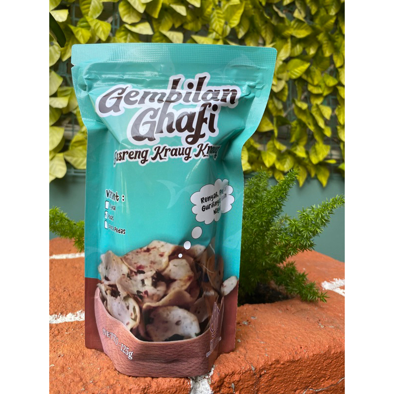 

Gembilan Ghafi basreng kraug kraug (125gr) Basreng pedas gurih dan renyah