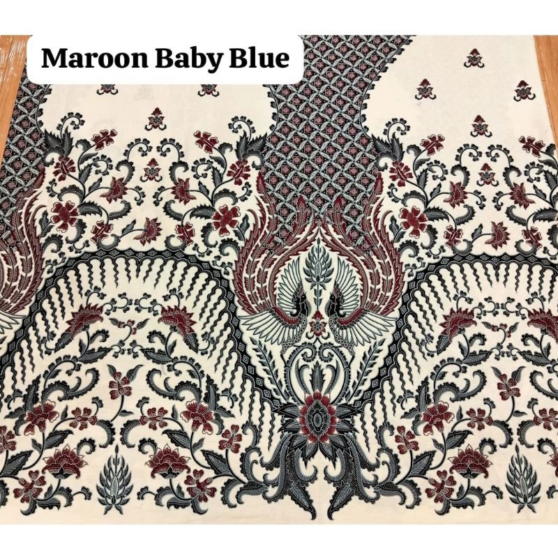 Kain Batik Solo Katun premium merak maroon baby blue