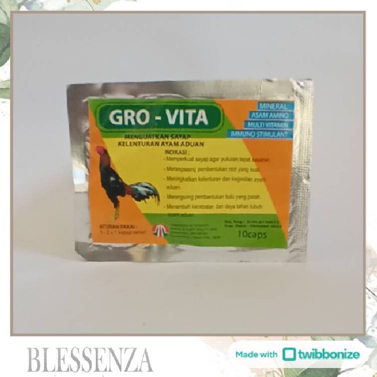 GRO VITA 10 KAPSUL - VITAMIN MENINGKATKAN KELENTURAN OTOT, MEMBENTUK OTOT &  MEMPERKUAT OTOT AYAM
