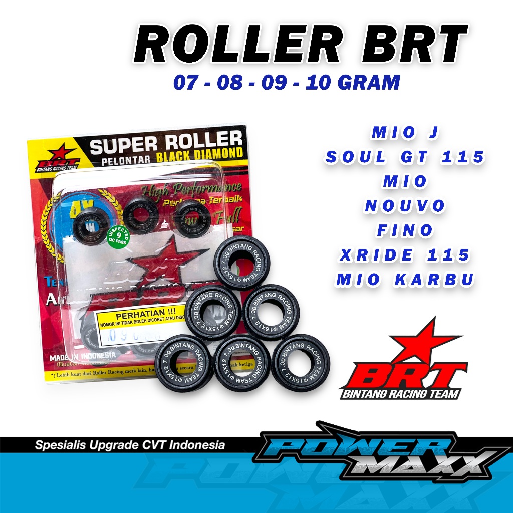 BRT - NMAX AEROX LEXI ROLLER Racing BRT racing Black Diamond Roller Ukuran 9 dan 11 gram