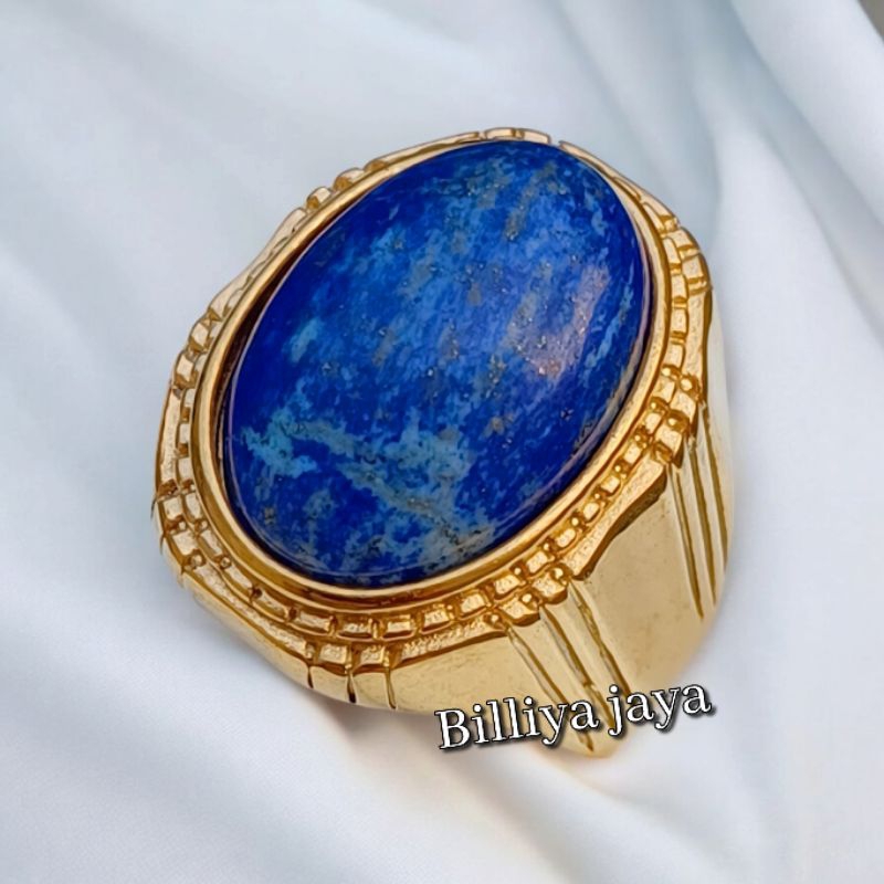 CINCIN BATU LAPIS LAZULI KUALITAS SUPER RING TITANIUM