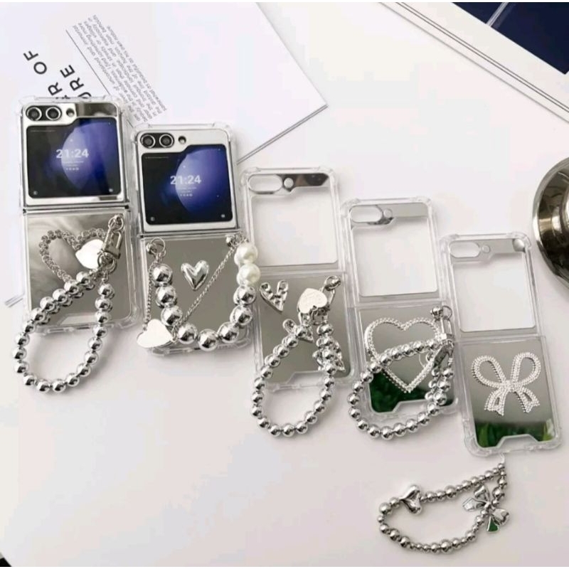 CASING SAMSUNG GALAXY Z FLIP 7 5G 2025/Z FLIP 6 5G 2024 ANTI CRACK 3D ACCESORIES DENGAN MAINAN RANTA