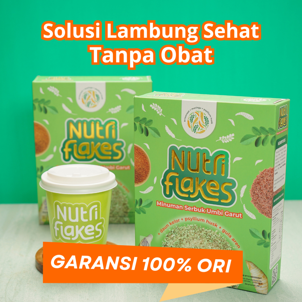 

Nutriflakes Sereal Umbi Garut Mengobati Maag Dan Asam Lambung Original 1 Box