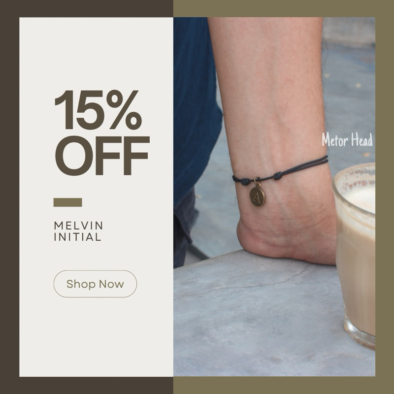 MELVIN (initial) - Gelang Tali Inisial Simpel Gelang Inisial Gelang Unisex Gelang Huruf Gelang Nama