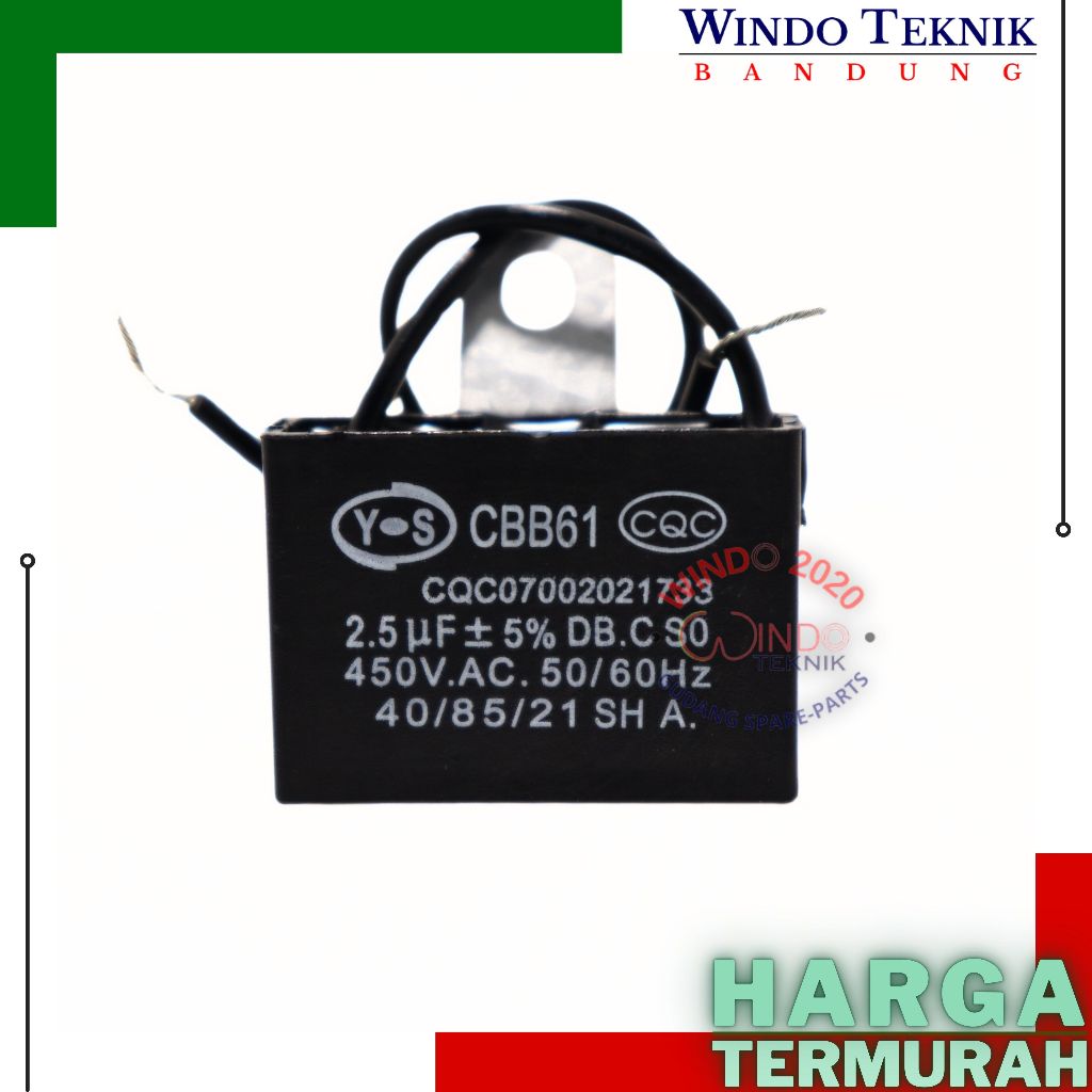 KAPASITOR KOTAK KABEL 2UF | KAPASITOR FAN | KAPASITOR POMPA | KAPASITOR KOTAK KIPAS ANGIN | KAPASITO