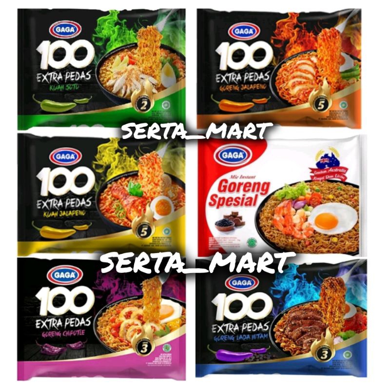 

Gaga Mie 100 Extra Pedas Kuah Jalapeno / Harbanero / Goreng Lada Hitam / Chipotle - Mi Instant