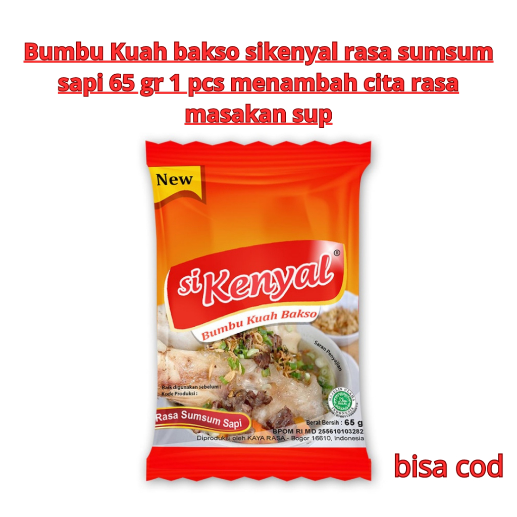 

Bumbu Kuah bakso sikenyal rasa sumsum sapi 65 gr 1 pcs menambah cita rasa masakan sup