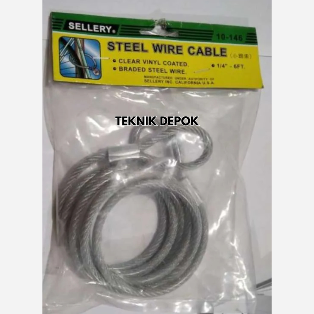 Tarikan Kendaraan Diameter 6 mm x 1.8 Meter Tali Besi Sling Darurat Mobil Kunci Gembok Sepeda Motor 