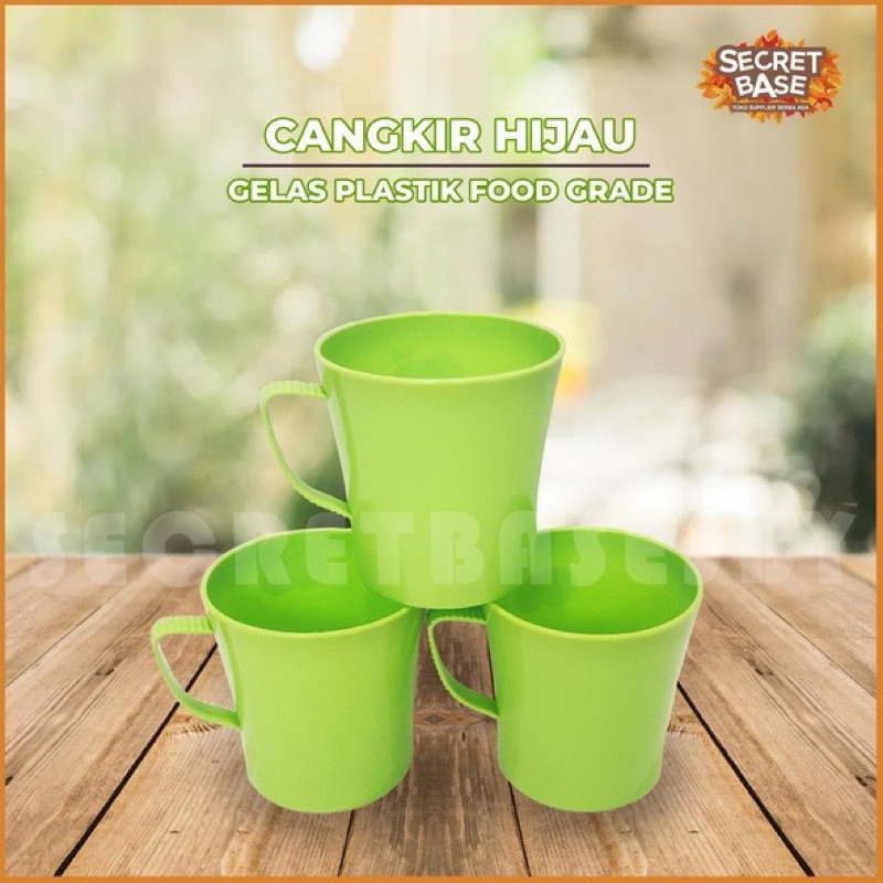CANGKIR GOLDEN - Gelas Plastik Gagang / Gelas Kopi / Sovenir Gelas Mug