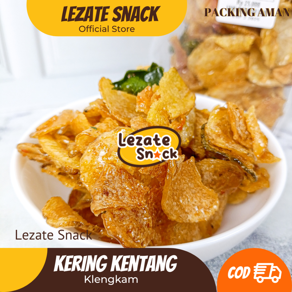 

Sedap Snack - Kering Kentang Pedas Manis Daun Jeruk 200gr Murah Enak Renyah / Klengkam Solo Kering Kentang Balado Mustofa Teri Kacang Lezate Snack