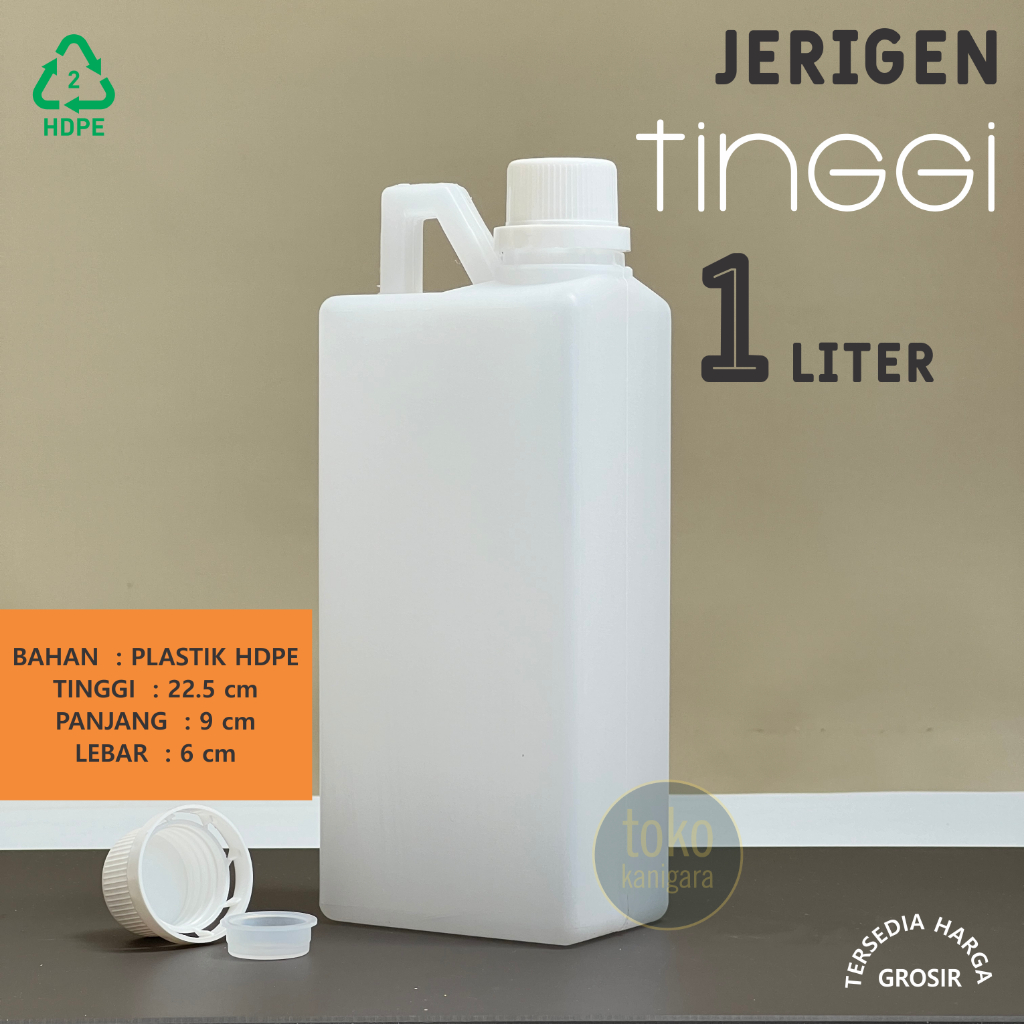 Jerigen 1 Liter TINGGI GROSIR - Jerigen Plastik HDPE BARU - Food Grade - Kemasan Wadah Cairan