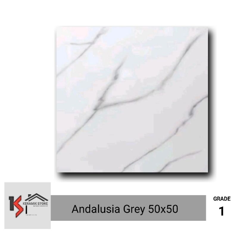 KERAMIK LANTAI 50X50 GLOSSY PUTIH MOTIF